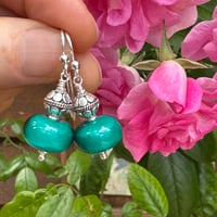 Image 8 of Shiny Teal with Turkish Silver Earrings