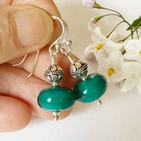 Image 4 of Shiny Teal with Turkish Silver Earrings