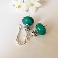 Image 2 of Shiny Teal with Turkish Silver Earrings