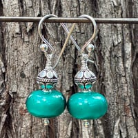 Image 6 of Shiny Teal with Turkish Silver Earrings