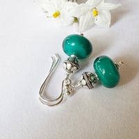 Image 3 of Shiny Teal with Turkish Silver Earrings