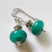 Image 5 of Shiny Teal with Turkish Silver Earrings