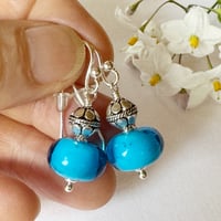 Image 6 of Shiny Aqua with Silver Earrings