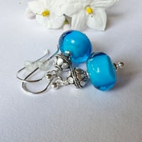 Image 1 of Shiny Aqua with Silver Earrings