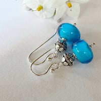 Image 2 of Shiny Aqua with Silver Earrings