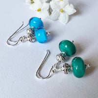 Image 11 of Shiny Aqua with Silver Earrings