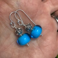 Image 8 of Shiny Aqua with Silver Earrings