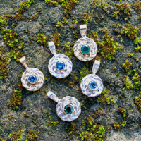 Image 4 of Green Tourmaline Wreath Charm in Mixed Metals