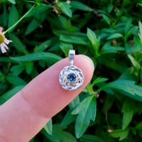 Image 3 of Teal Sapphire Wreath Charm in Mixed Metals