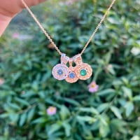 Image 5 of Teal Sapphire Wreath Charm in Mixed Metals