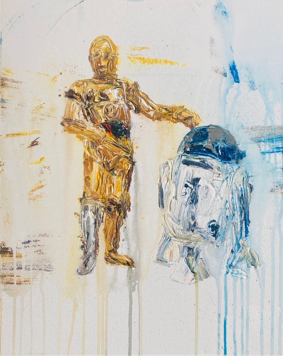 Image of R2D2 and C3PO original on canvas