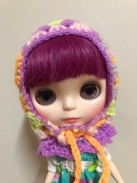 Image 1 of Purple Patch Granny Square Helmet for Blythe.