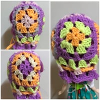 Image 4 of Purple Patch Granny Square Helmet for Blythe.