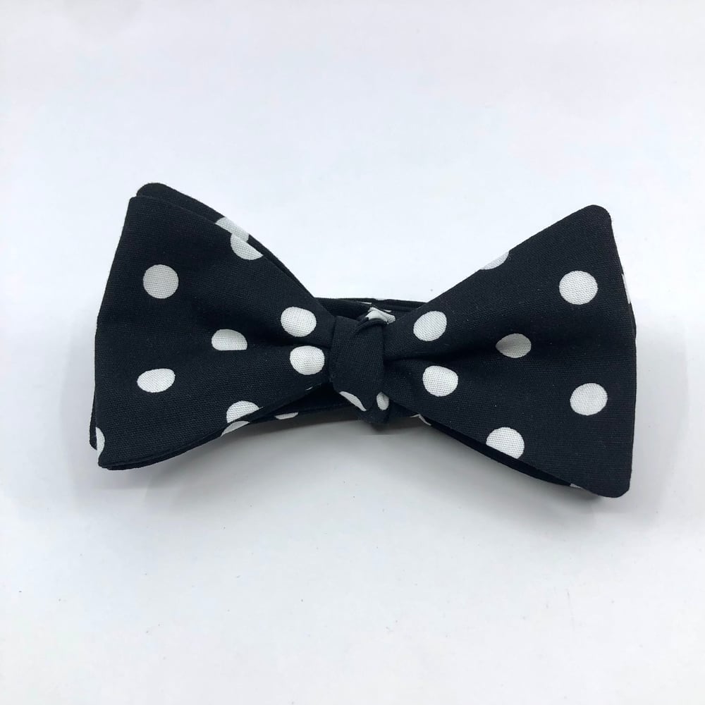 Image of Noeud Papillon À Nouer - Noir pois Blancs