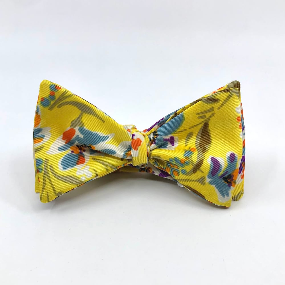 Image of Noeud Papillon À Nouer - Jaune Fleurs