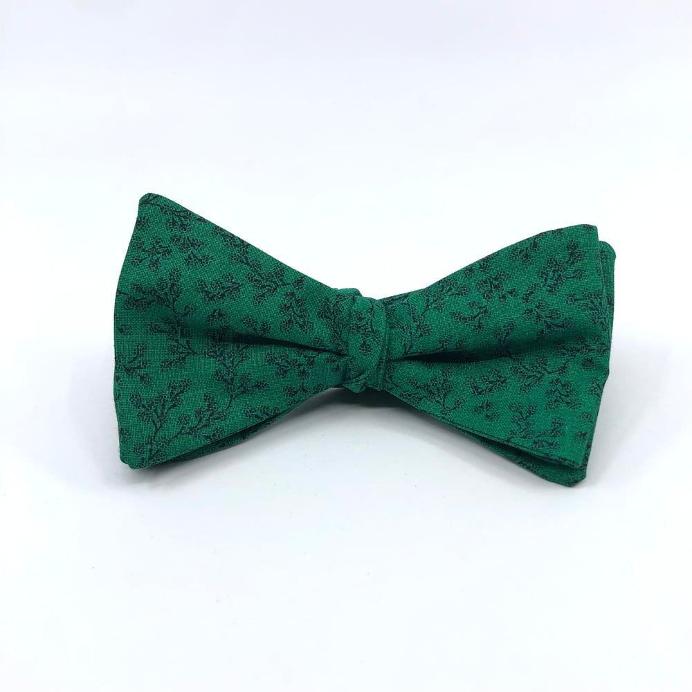 Image of Noeud Papillon À Nouer - Vert Fleurs