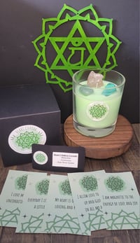 Image 1 of Heart Chakra Crystal Infused Candle Gift Set