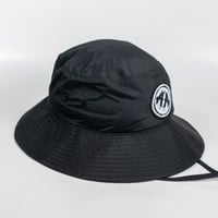 Image 2 of Nylon Wide Brim Bucket Hat- Black