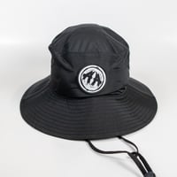 Image 3 of Nylon Wide Brim Bucket Hat- Black