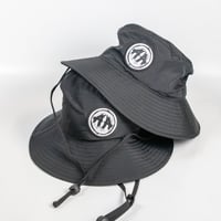 Image 1 of Nylon Wide Brim Bucket Hat- Black