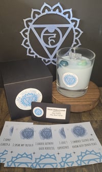 Image 1 of Throat Chakra Crystal Infused Candle Gift Set