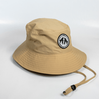 Image 2 of Nylon Wide Brim Bucket Hat- Khaki