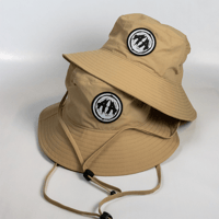 Image 1 of Nylon Wide Brim Bucket Hat- Khaki