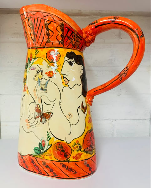 Image of Large red and orange jug