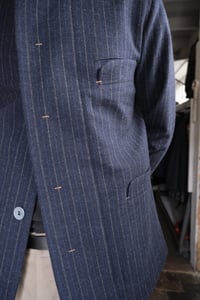 Image 4 of Chinwest wool Jacket - Navy chalk stripe 