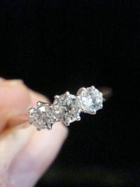 Image 2 of EDWARDIAN  18CT YELLOW GOLD 3 STONE OLD CUT DIAMOND  0.35CT RING