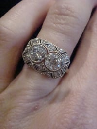 Image 6 of EDWARDIAN ART DECO 18CT YELLOW GOLD 2 STONE TOI ET MOI 1.45CT DIAMOND RING