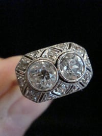 Image 9 of EDWARDIAN ART DECO 18CT YELLOW GOLD 2 STONE TOI ET MOI 1.45CT DIAMOND RING