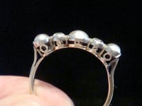 Image 3 of EDWARDIAN 18CT YELLOW GOLD 5 STONE CULTURED PEARL AND DIAMOND RING