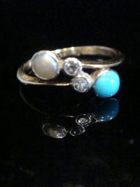 Image 1 of EDWARDIAN 18CT YELLOW GOLD TURQUOISE CULTURED PEARL AND DIAMOND RING