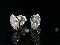 Image 2 of STUNNING 18CT WHITE GOLD MARQUIS CUT DIAMOND 0.60CT CLAW SET STUD EARRINGS