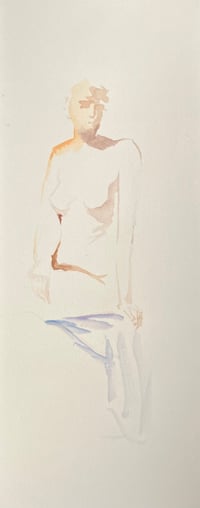 "Seated Nude with Blue Drape" Original Fine Art Watercolor Painting by Sarah Griffin Thibodeaux