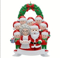 Mr & Mrs Claus Christmas Ornament Family Of 9 