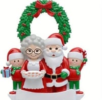 Mr & Mrs Claus Christmas Ornament Family of 4