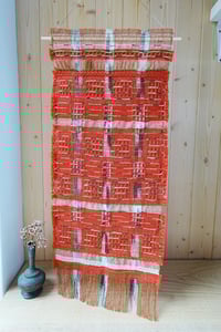 Image 3 of  Woven Wall Hanging Textile Artwork Naturally Dyed Madder Red | No.1