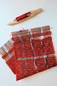Image 2 of  Woven Wall Hanging Textile Artwork Naturally Dyed Madder Red | No.1