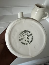 Image 3 of Vintage Green and White Stripe Ironstone Jug