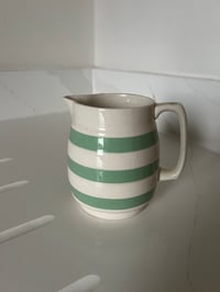 Image 2 of Vintage Green and White Stripe Ironstone Jug