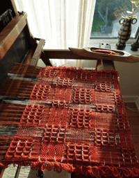 Image 5 of WOVEN WALL HANGING TEXTILE ARTWORK NATURALLY DYED MADDER RED