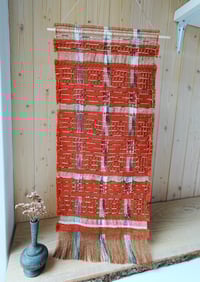 Image 2 of WOVEN WALL HANGING TEXTILE ARTWORK NATURALLY DYED MADDER RED
