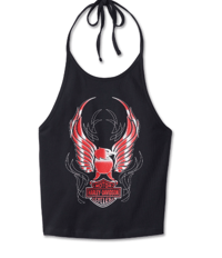 Image 1 of Women's Crimson Bird Cropped Halter Neck Tank