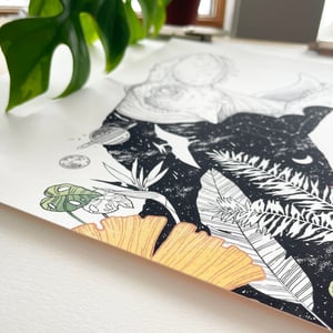 Image of 11x14 Botanical Tyrannosaurus (Gouache Version), large fine art print