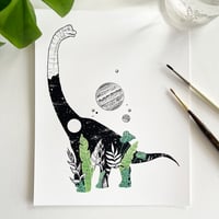 Image 1 of Botanical Brachiosaurus (Gouache Version), fine art print