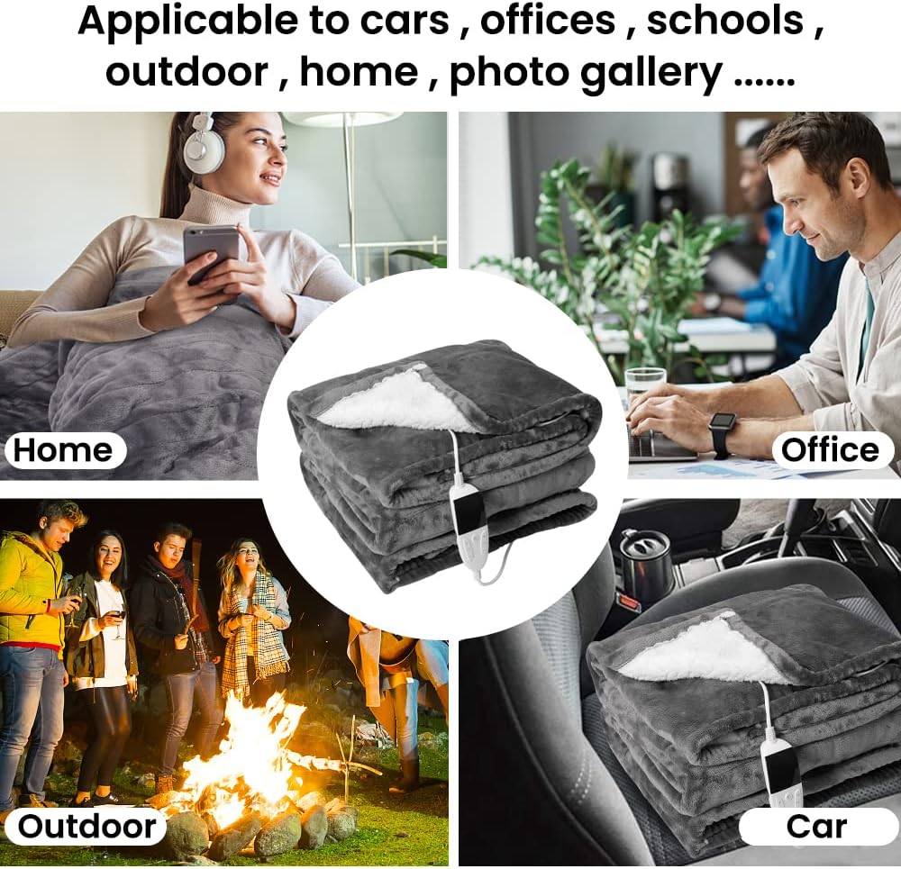 MSL Electric Heated Blanket with Flannel & Sherpa – Ultra Soft, Fast Heating, Winter Comfort