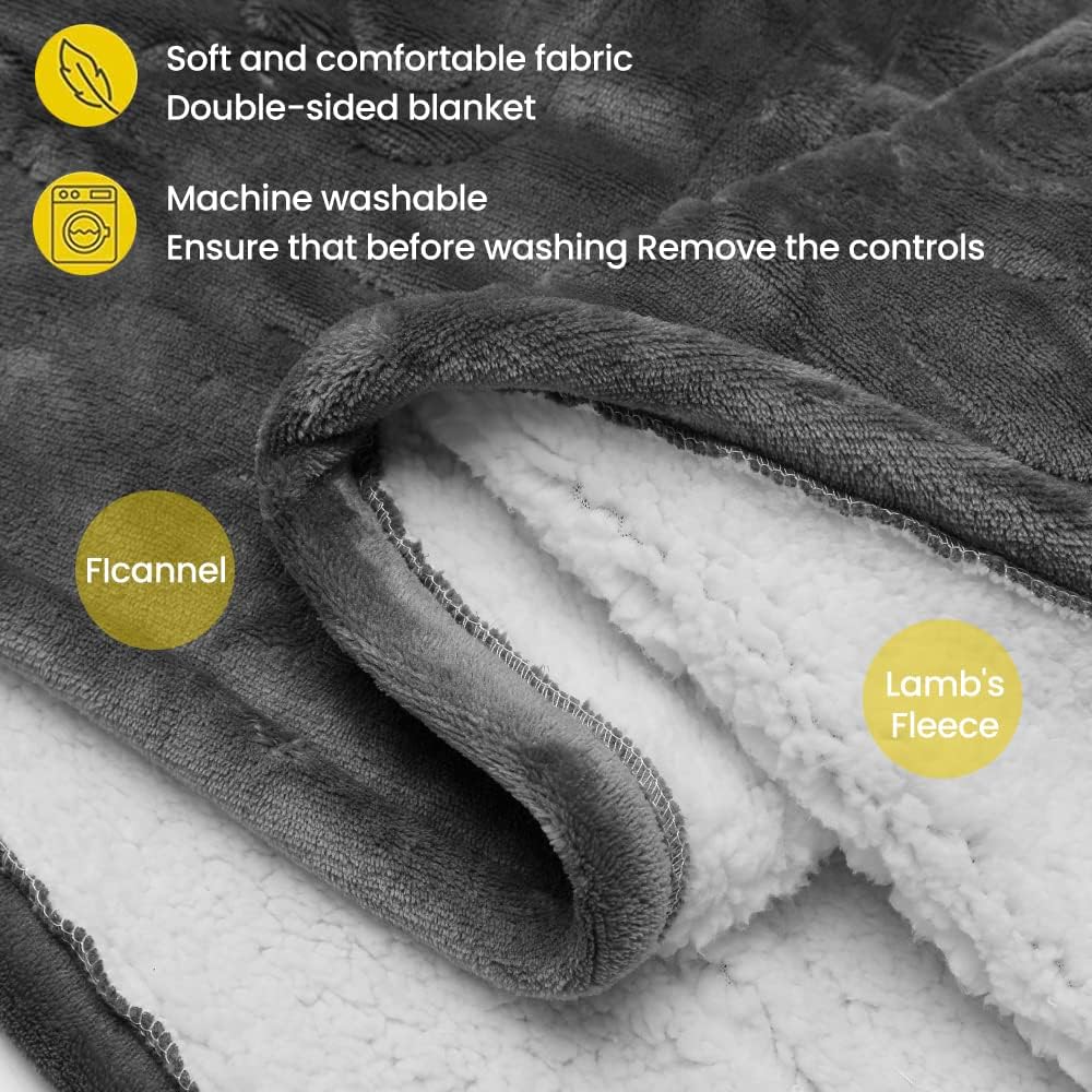 MSL Electric Heated Blanket with Flannel & Sherpa – Ultra Soft, Fast Heating, Winter Comfort