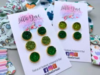 Image 1 of 10mm Green Druzy Earrings